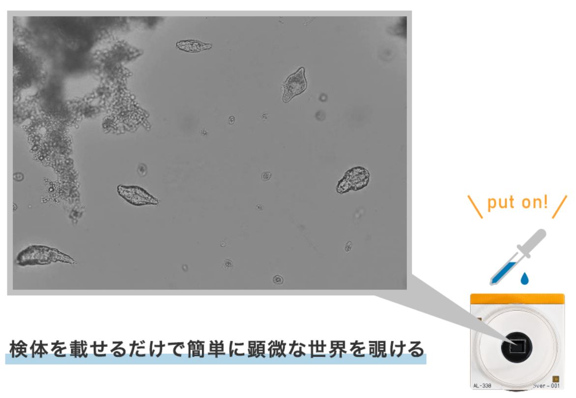 検体を載せるだけで簡単に顕微な世界を覗ける